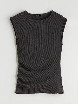 Lc Waikiki Yeni Sezon Bisiklet Yaka Dokulu Büzgülü Bluz