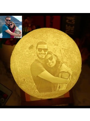 Kişiye Özel Fotoğraflı 3D Ay Lambası – LED Gece Lambası