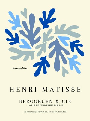 Fuart.Co Matisse Mavi Çiçek Matisse Sanat Serisi Dijital Baskı Poster (Çerçevesiz) Mtfu