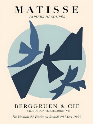 Fuart.Co Matisse Paris Kuşu Matisse Sanat Serisi Dijital Baskı Poster (Çerçevesiz) Mtfu