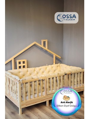 Yasetex Tasarım Montessori Yatak ve Beşik Için 4 Kenar Koruma Seti Vanilya
