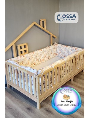 Yasetex Tasarım Montessori Yatak ve Beşik Için 4 Kenar Koruma Seti Baykuş Desenli