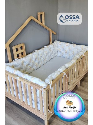 Yasetex Tasarım Montessori Yatak ve Beşik Için 4 Kenar Koruma Seti Tavşan Desenli