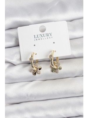 LaraTech Zirkon Taşlı Pirinç Kadın Göçmen Küpesi