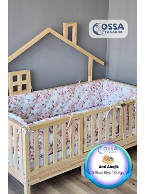 Yasetex Tasarım Montessori Yatak ve Beşik Için 4 Kenar Koruma Seti Kelebek Desenli