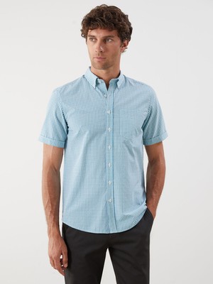Lc Waikiki Yeni Sezon Regular Fit Kısa Kollu Ekose Poplin Erkek Gömlek