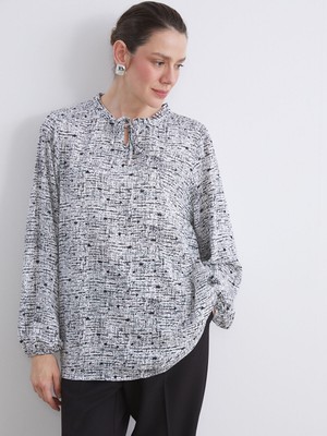 Lc Waikiki Yeni Sezon Bağlamalı Yaka Desenli Bluz