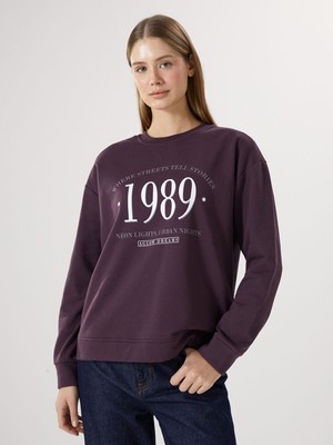 Lc Waikiki Yeni Sezon Bisiklet Yaka Baskılı Kadın Sweatshirt