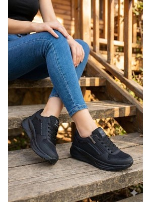 Fort 0605 Sea Rahat Fermuarlı Bağçıklı Kalın Taban Kadın Spor Ayakkabı