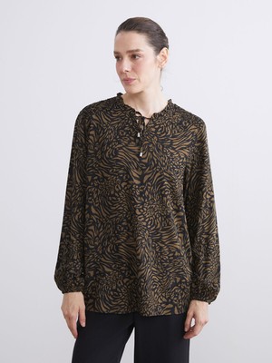 Lc Waikiki Yeni Sezon Bağlamalı Yaka Desenli Bluz