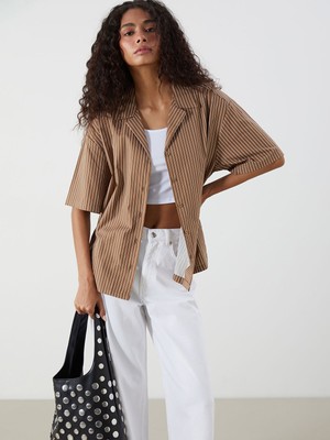 Lc Waikiki Yeni Sezon Çizgili Oversize Kadın Gömlek