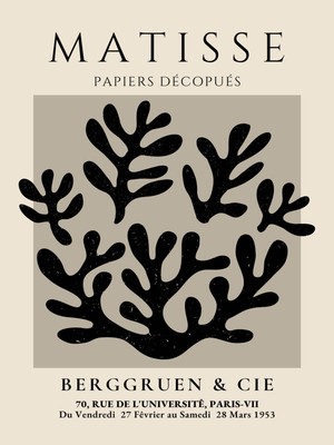 Fuart.Co Matisse Siyah Mercanlar Matisse Sanat Serisi Dijital Baskı Poster (Çerçevesiz) Mtfu