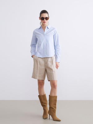 Lc Waikiki Yeni Sezon Loose Fit %100 Keten Kadın Pileli Şort