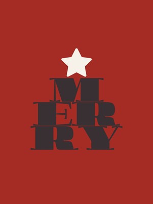 Fuart.Co Merry Yazılı Çam Djital Baskı Noel Temalı Poster (Çerçevesiz) Nofu