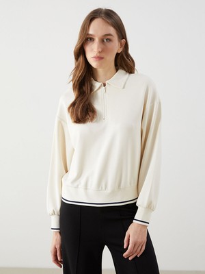 Lc Waikiki Yeni Sezon Polo Yaka Oversize Kadın Sweatshirt