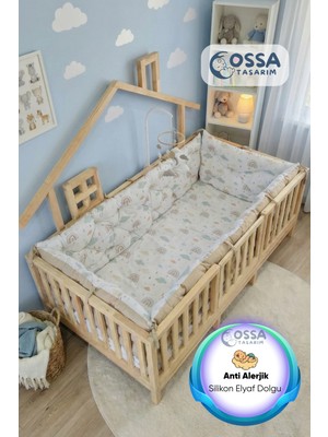 Yasetex Tasarım Montessori Yatak ve Beşik Için 4 Kenar Koruma Seti Gökkuşağı Desenli