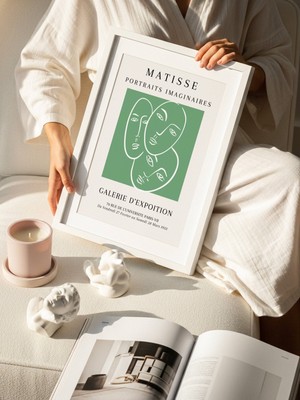 Fuart.Co Matisse Yeşil Maske Matisse Sanat Serisi Dijital Baskı Poster (Çerçevesiz) Mtfu
