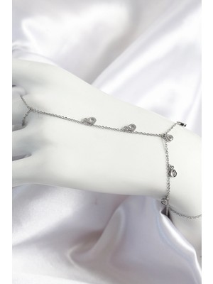 LTG Nova Pirinç Zirkon Taşlı Sallantılı Damla Model Gümüş Renk Kadın Şahmeran