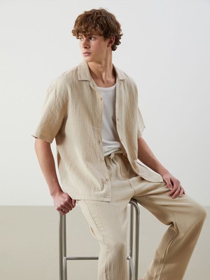 Lc Waikiki Yeni Sezon Resort Yaka Kısa Kollu Müslin Erkek Gömlek