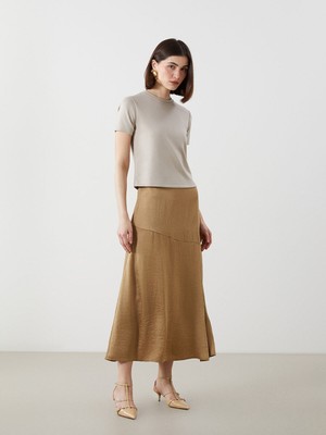 Lc Waikiki Yeni Sezon Beli Fermuarlı A Kesim Saten Kadın Etek