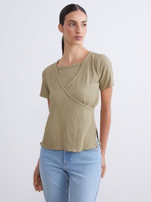 Lc Waikiki Yeni Sezon Kruvaze Yaka Dokulu Bluz