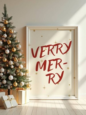 Fuart.Co Verry Merry Djital Baskı Noel Temalı Poster (Çerçevesiz) Nofu