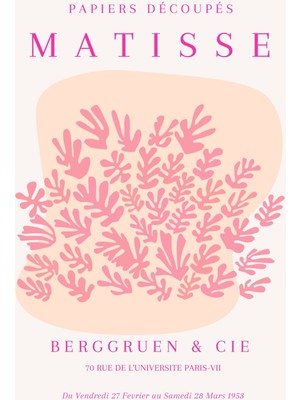 Fuart.Co Matisse Pembe Resital Matisse Sanat Serisi Dijital Baskı Poster (Çerçevesiz) Mtfu