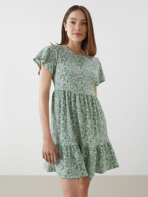 Lc Waikiki Yeni Sezon Bisiklet Yaka Çiçekli Mini Elbise