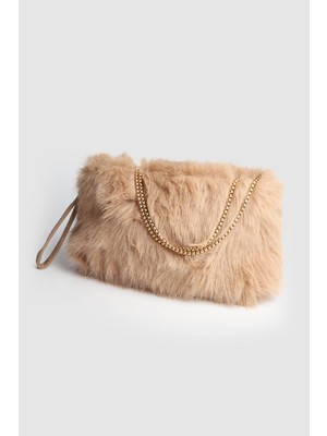 Septemmart Nalbe Model Portföy Hasır-Peluş Kadın Askılı Çanta