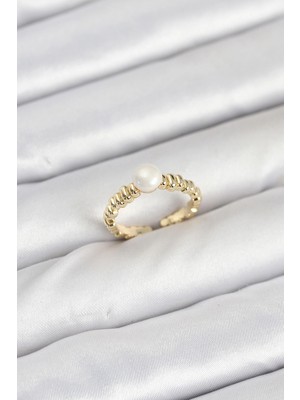 LTG Nova Pirinç Gold Renk Göbek Inci Model Kadın Yüzük