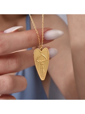 Nox Jewelry 14 Ayar Mikron Altın Kaplama Kalp Figürlü Çift Gümüş Kolye - CN00484