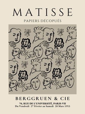 Fuart.Co Matisse Siyah Yüzler Matisse Sanat Serisi Dijital Baskı Poster (Çerçevesiz) Mtfu