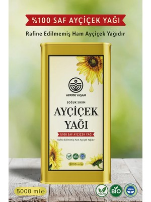 Apayrı Yaşam Ayçiçek Yağı (Pestisit & Ağır Metal Içermez Analizli), Rafine Edilmemiş, Soğuk Sıkım, 5 Lt.