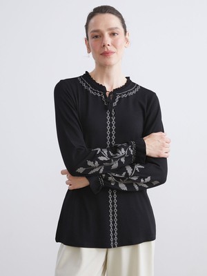 Lc Waikiki Yeni Sezon Fırfırlı Bağlamalı Yaka Desenli Bluz