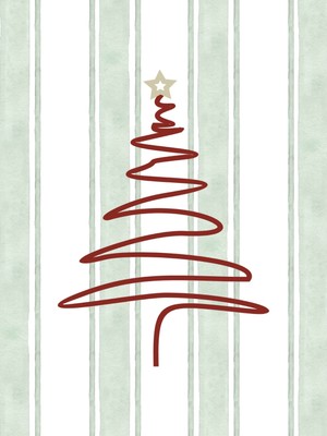 Fuart.Co Noel Çam Ağacı Çizgili Djital Baskı Noel Temalı Poster (Çerçevesiz) Nofu