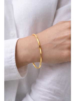 TRY Altın Renk 1 Adet Ince Ajda Bilezik, Bileklik - 3155
