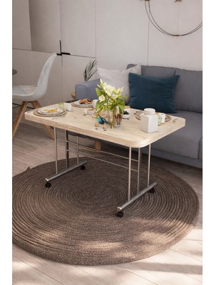 Avenza Living 70×110 cm Tekerlekli Orta Sehpa – Metal Ayak, Modern Dekoratif Masa