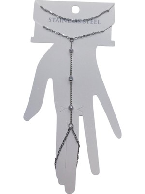 TRY Gümüş Renk Küp Inci Çelik Şahmeran - 3544