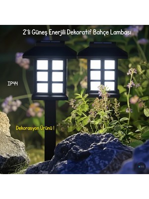 Yeo Aydınlatma 2'li Paket - Güneş Enerjili Solar Bahçe Aydınlatma, IP44, Beyaz Işık Dekoratif Saplama Lamba Seti