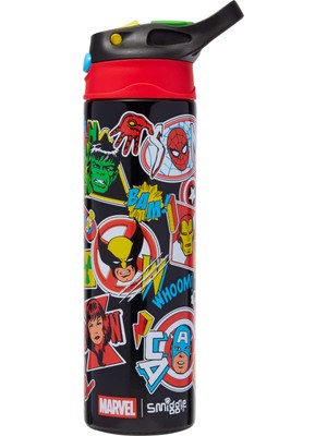 Smiggle Smıggle Marvel Lisanslı Isı Yalıtımlı Paslanmaz Çelik Çocuk Suluk – Flip Kapaklı, 520 Ml, Siyah