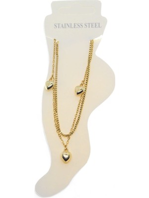 TRY Altın Renk Asansör Sf 3 Kalp Çelik Halhal - 3484