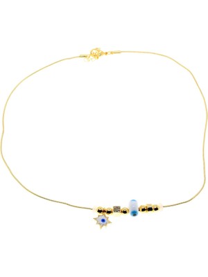TRY Altın Renk Beyaz Güneş Pandora Model Zirkon Kolye  - 2983