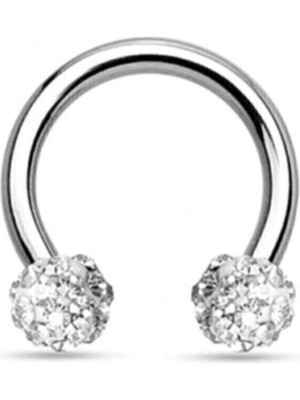 TRY Gümüş Renk Beyaz Taş Kıkırdak Dudak Burun Septum Tragus Minik Boy Çelik Piercing - 3176