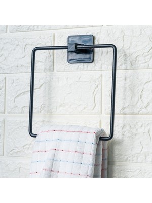 BFG Kendiliğinden Yapışkanlı Siyah Paslanmaz Metal Kare Havluluk