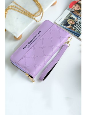 Choscale Telefon Bölmeli Tek Fermuarlı Yumuşak Dokulu Kartlıklı Cüzdan