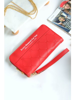 Choscale Telefon Bölmeli Tek Fermuarlı Yumuşak Dokulu Kartlıklı Cüzdan