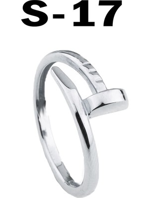 TRY Kartier Model Çivi Yüzük Unisex Model - 2168 17 Gümüş