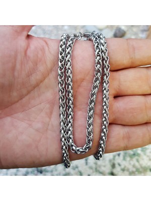 TRY Gümüş Renk Chavin Angelus Lufigo Unisex Erkek Çelik Zincir Kolye 55 cm Çelik Kolye  - 2673