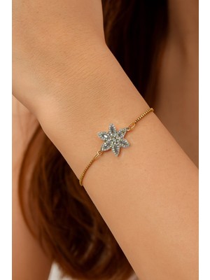 TRY Altın Renk Yıldız Asansör Çelik Bileklik - 3629