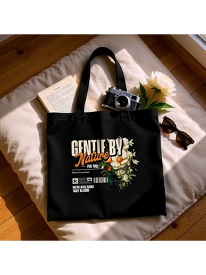 Tişört Kodu Gentle By Nature – Siyah Gabardin Fermuarlı Bez Çanta